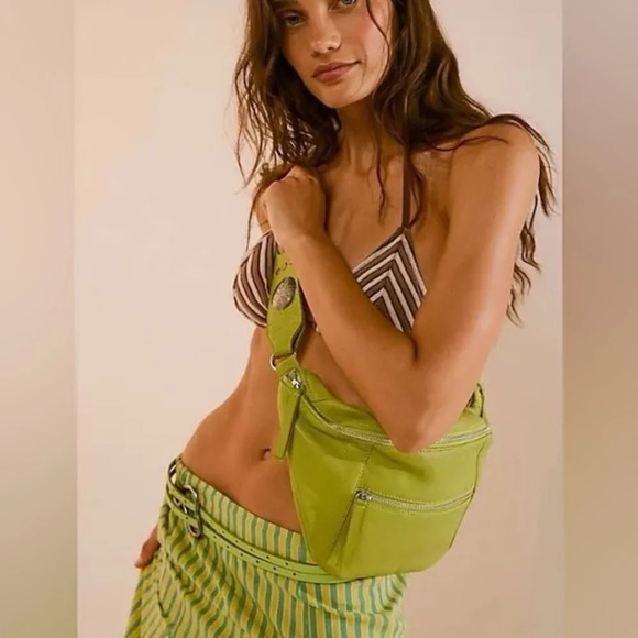 Free People Handbags - Free People Wilder Embellished Sling Bag in Yultide Lime